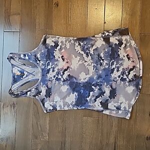 Lucy Tank Top, Blue Pink and White Tie-dye/Clouds, XS